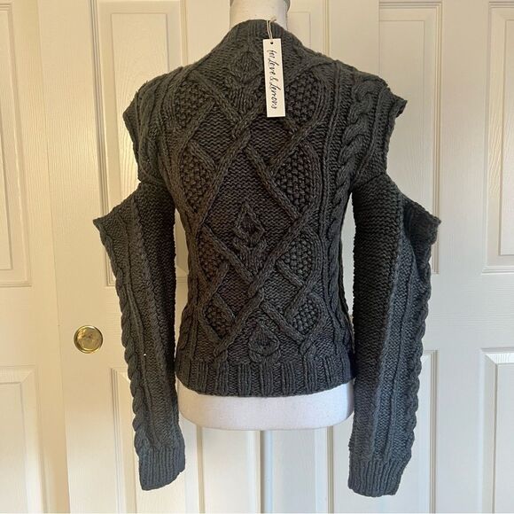 For Love and Lemons Andie Cut-Out Sweater in Grey Medium NEW MSRP $282 - Picture 7 of 10